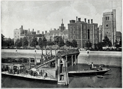 Lambeth Palace, with St. Mary's Church, from the Suspension Bridge